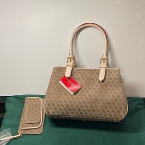 Dooney & Bourke Tan Satchel with Cream Accents